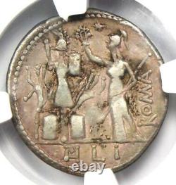 Roman M. Furius Lf. Philus AR Denarius Coin 121-119 BC Certified NGC VF