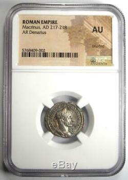 Roman Macrinus AR Denarius Silver Coin 217-218 AD Certified NGC AU Condition