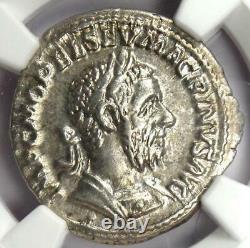 Roman Macrinus AR Denarius Silver Coin 217-218 AD Certified NGC Choice XF (EF)