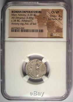 Roman Marc Antony AR Denarius Coin 38 BC Certified NGC Choice VF Condition