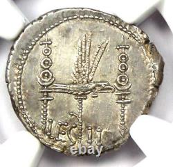 Roman Marc Antony AR Denarius Galley Coin 32 BC NGC Choice AU RARE Grade