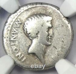 Roman Marc Antony AR Denarius Military Coin 42 BC Certified NGC VG (Very Good)