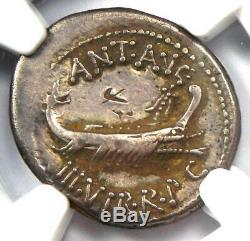 Roman Marc Antony AR Denarius Silver Coin 30 BC Certified NGC Choice Fine