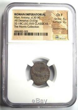 Roman Marc Antony AR Denarius Silver Coin 32 BC Certified NGC Choice Fine