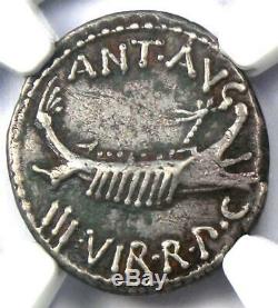 Roman Marc Antony AR Denarius Silver Coin 32 BC Certified NGC Choice VF