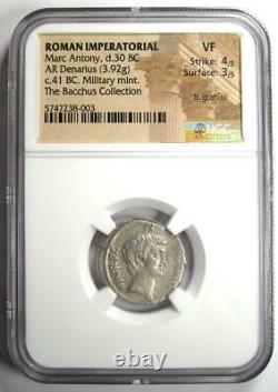 Roman Marc Antony AR Denarius Silver Coin 41 BC Certified NGC VF (Very Fine)