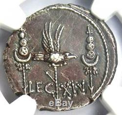Roman Marc Antony AR Denarius Silver Galley Coin 30 BC NGC AU Rare Grade