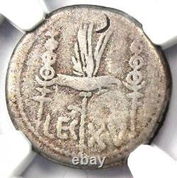 Roman Marc Antony AR Denarius Silver Galley Coin 32 BC Certified NGC Fine