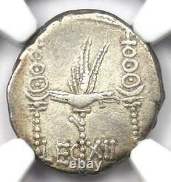 Roman Marc Antony AR Denarius Silver Galley Ship Coin 32 BC NGC Choice Fine