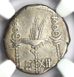 Roman Marc Antony AR Denarius Silver Galley Ship Coin 32 BC NGC Choice Fine