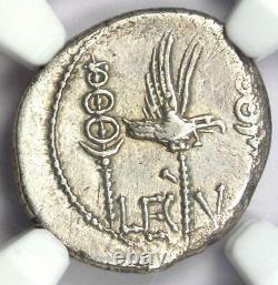 Roman Marc Antony AR Denarius Silver Galley Ship Coin 32 BC NGC XF (EF)