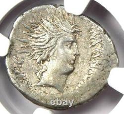Roman Marc Antony AR Denarius Sol Coin 42 BC Certified NGC VF (Very Fine)