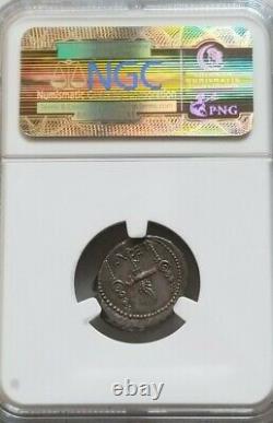 Roman Marc Antony Denarius Galley NGC AU 5/5 Ancient Silver Coin