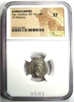 Roman Marcus Aurelius AR Denarius Coin 161-180 AD Certified NGC XF (EF)