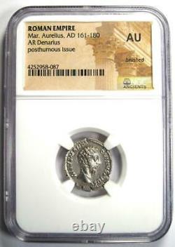 Roman Marcus Aurelius AR Denarius Silver Coin 161-180 AD Certified NGC AU