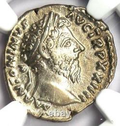Roman Marcus Aurelius AR Denarius Silver Coin 161-180 AD NGC Choice XF