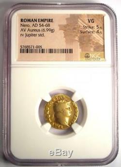 Roman Nero Gold AV Aureus Coin 54-68 AD Certified NGC VG Condition