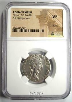 Roman Nerva AR Silver Cistophorus Coin 96-98 AD Certified NGC VF (Very Fine)