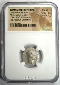 Roman Octavian Augustus AR Denarius Silver Coin 30 BC Certified NGC Choice VF