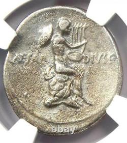 Roman Octavian Augustus AR Denarius Silver Coin 32 BC Certified NGC VF