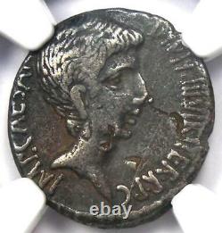 Roman Octavian Augustus AR Denarius Silver Italian Coin 37 BC Certified NGC VF