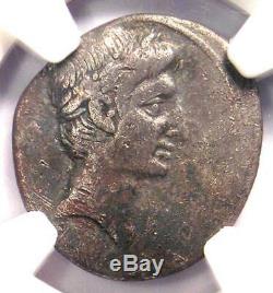 Roman Octavian Augustus AR Silver Denarius Coin 30-29 BC NGC Choice Fine