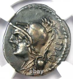 Roman P. Ser. Mf. Rullus AR Denarius Coin 100 BC. Certified NGC Choice XF (EF)