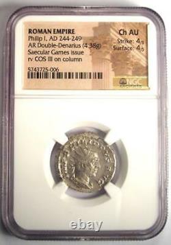 Roman Philip I AR Double Denarius Coin 244-249 AD Certified NGC Choice AU