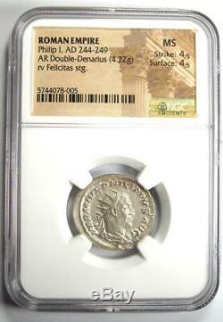 Roman Philip I AR Double Denarius Coin 244-249 AD Certified NGC MS Condition