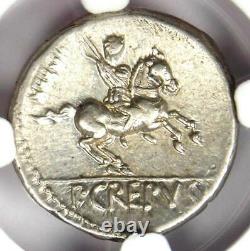 Roman Pub Crepusius AR Denarius Horse Coin 82 BC Certified NGC Choice XF (EF)