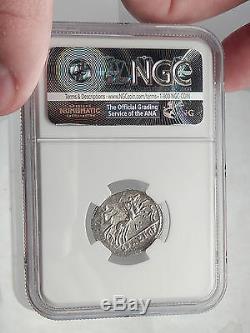 Roman Republic 102BC Cybele Victory Chariot Stork Ancient Silver Coin NGC i62352