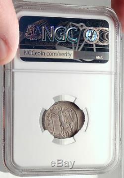 Roman Republic 102BC Cybele Victory Chariot Stork Ancient Silver Coin NGC i70150