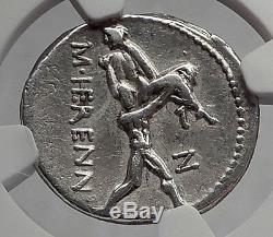 Roman Republic 108BC SON Saves FATHER from Sicily VOLCANO Silver Coin NGC i62954
