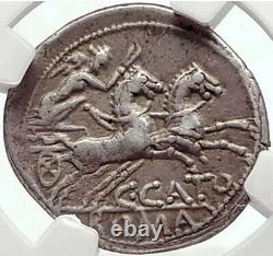 Roman Republic 123BC Rome Authentic Ancient Silver Coin ROMA CHARIOT NGC i70176
