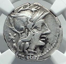 Roman Republic 134BC Rome Lower GRAIN Cost Statue Ancient Silver Coin NGC i77827