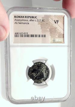 Roman Republic 217BC Rare TIME of WAR v HANNIBAL Ancient Coin MERCURY NGC i73030