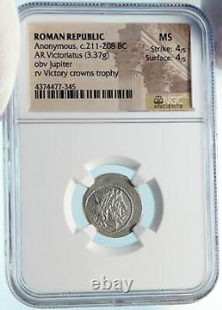 Roman Republic 2nd PUNIC WAR Hannibal TME Victoriatus Silver Coin NGC MS i83845