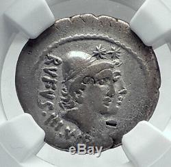 Roman Republic 46BC Silver JULIUS CAESAR Family Ancient Coin Gemini NGC i81273