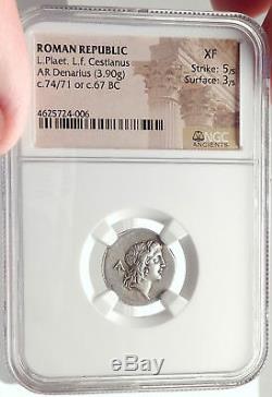 Roman Republic 67BC Rome Ancient Silver Coin BONUS EVENTUS CADUCEUS NGC i69312
