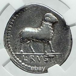 Roman Republic 76BC Rome Ancient Silver Coin MARS ARIES ZODIAC RAM NGC i78638