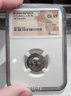 Roman Republic 83BC Rome VENUS FASCES CADUCEUS Ancient Silver Coin NGC i59892