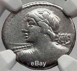 Roman Republic 84BC Rome VEJOVIS Minerva CHARIOT Ancient Silver Coin NGC i61945