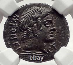 Roman Republic 85BC Ancient Silver Coin VEJOVIS Genius Zeus Mom Goat NGC i71031