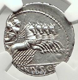 Roman Republic 90BC APOLLO Minerva Horse Chariot Ancient Silver Coin NGC i73141