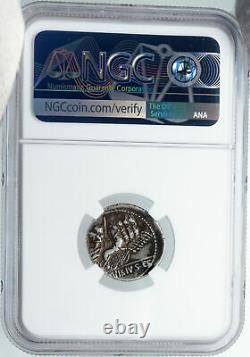 Roman Republic 90BC Authentic Ancient OLD Silver Coin MINERVA APOLLO NGC i88679