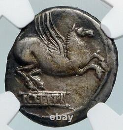 Roman Republic 90BC PRIAPUS Fertility God PEGASUS Ancient Silver Coin NGC i89843