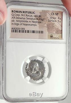 Roman Republic AMPHITRITE & NEPTUNE Authentic Ancient Silver Denarius Coin NGC