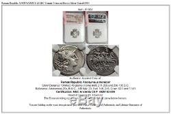 Roman Republic ANONYMOUS 211BC Gemini Twins on Horses Silver Coin i61984