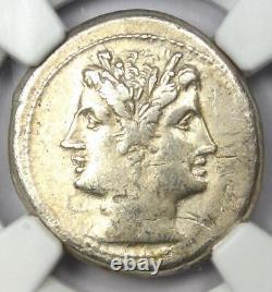Roman Republic AR Quadrigatus Dioscuri Janiform Silver Coin 225 BC NGC Choice VF