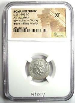 Roman Republic AR Victoriatus Silver Coin 211-208 BC Certified NGC XF (EF)